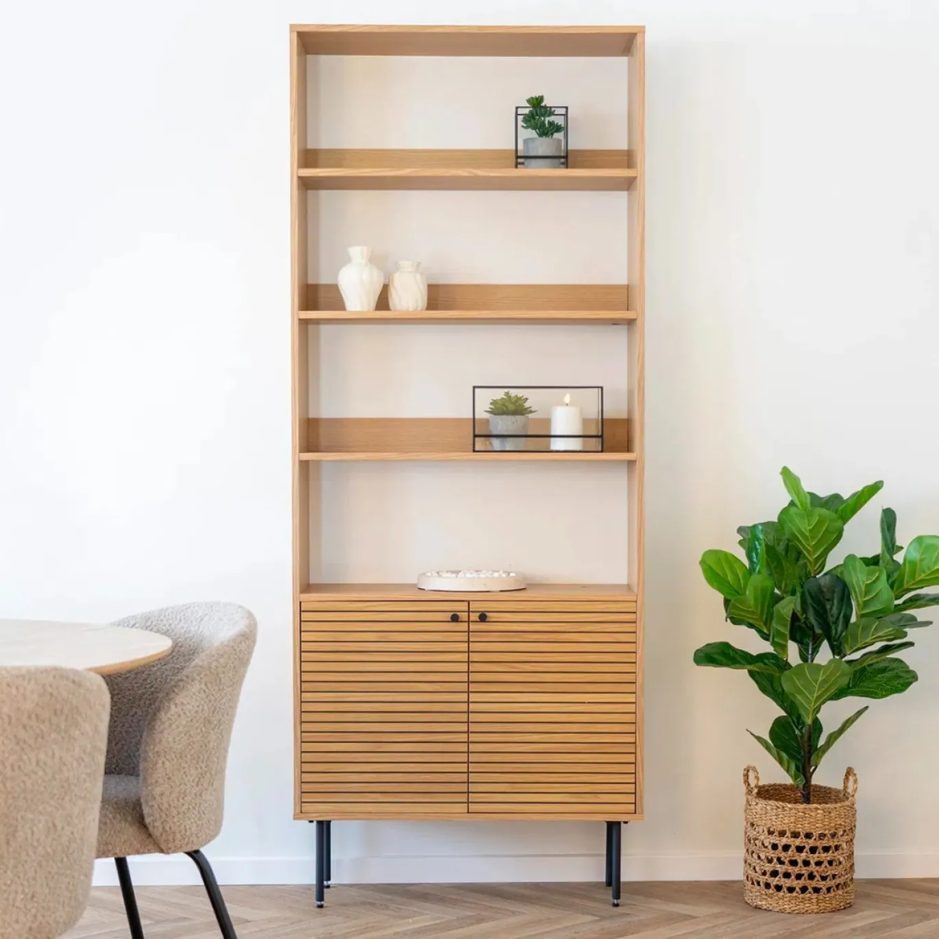 House Nordic Boekenkast Kyoto Eikenfineer Naturel 200cm