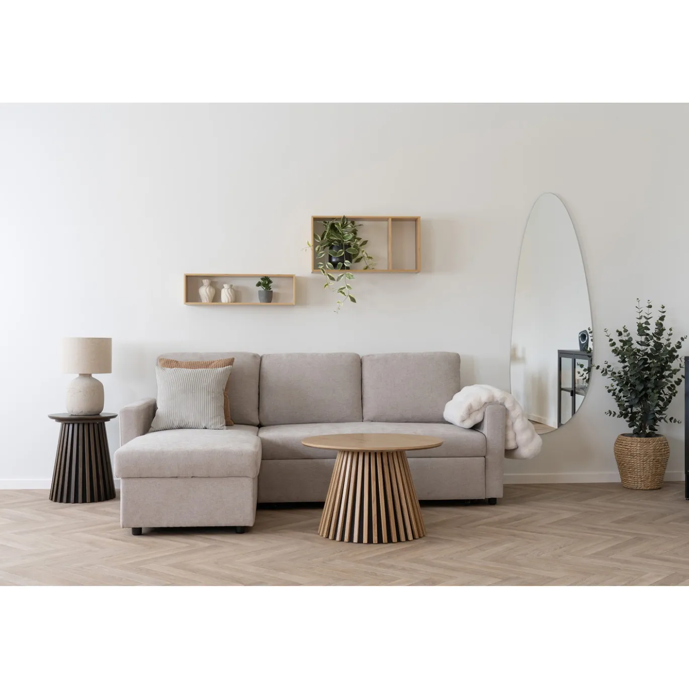 House Nordic Chaise Longue Slaapbank Belfast met Opslag Zand