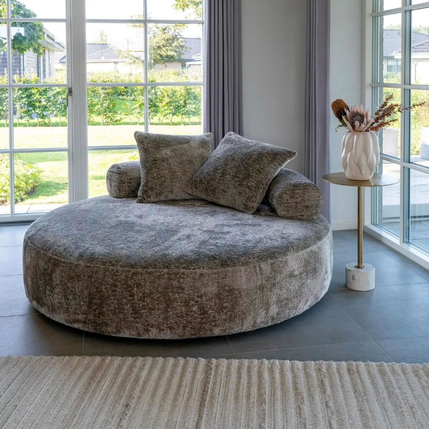 House Nordic Daybed Cairo Chenille Rond Naturel