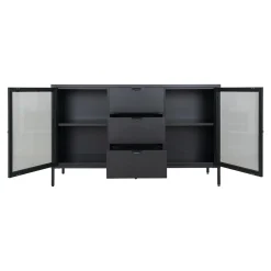 House Nordic Dressoir Dalby Zwart Staal met Glas