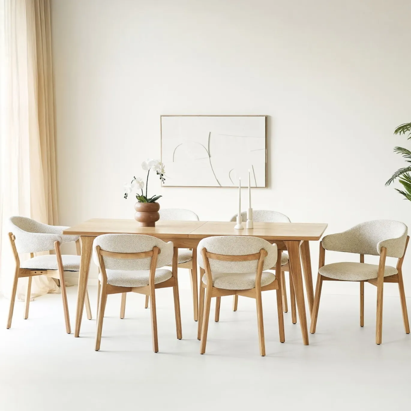 House Nordic Eetkamerset Darwin en Dunkirk met 6 stoelen Naturel