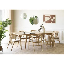 House Nordic Eetkamerset Darwin en Agustin met 6 stoelen Naturel