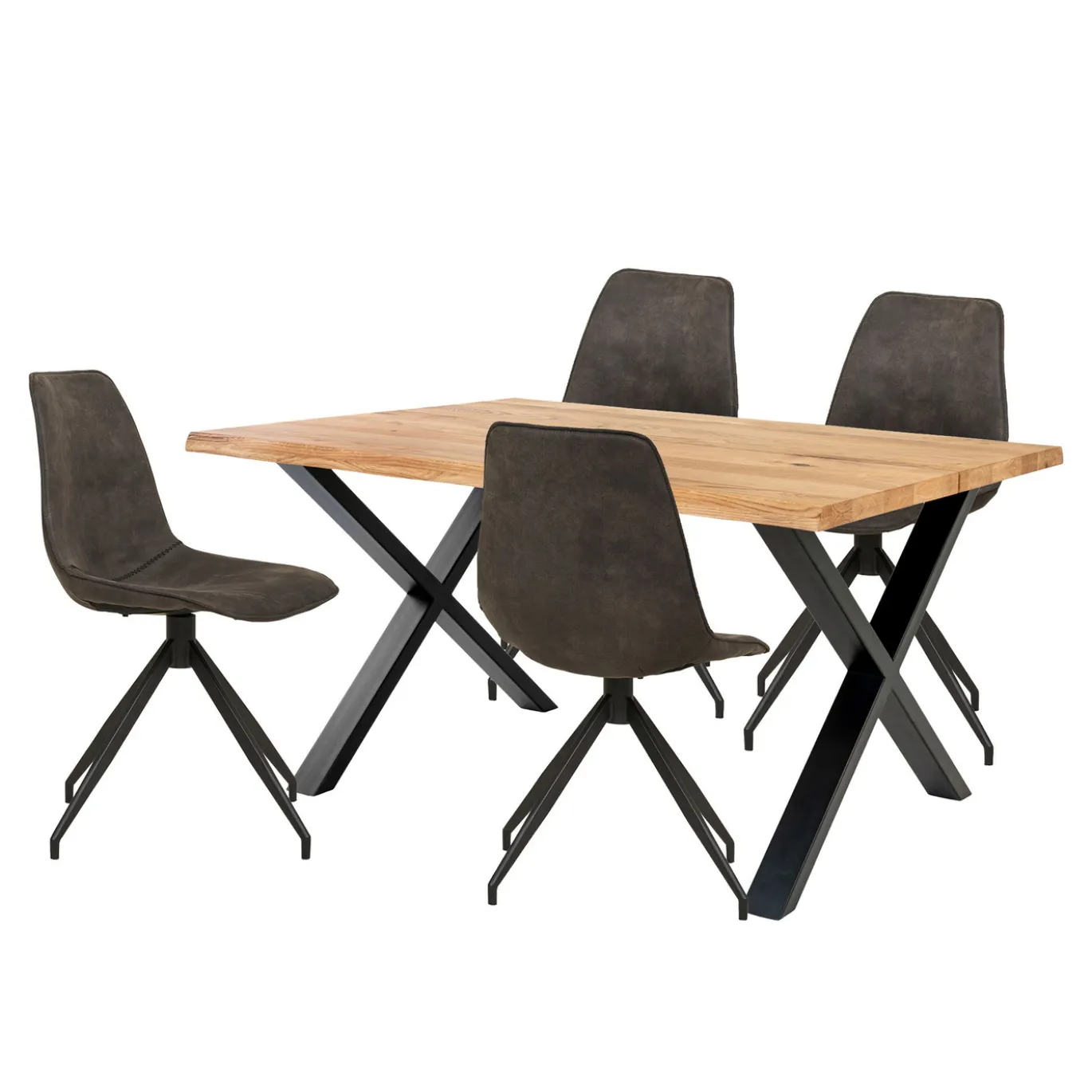 House Nordic Eetkamerset Toulon en Monaco met 4 Stoelen Naturel/Grijs