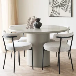 House Nordic Eetkamerstoel Badalona Bouclé Wit