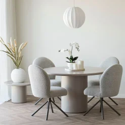 House Nordic Eetkamerstoel Lana Bouclé Draaibaar Zand