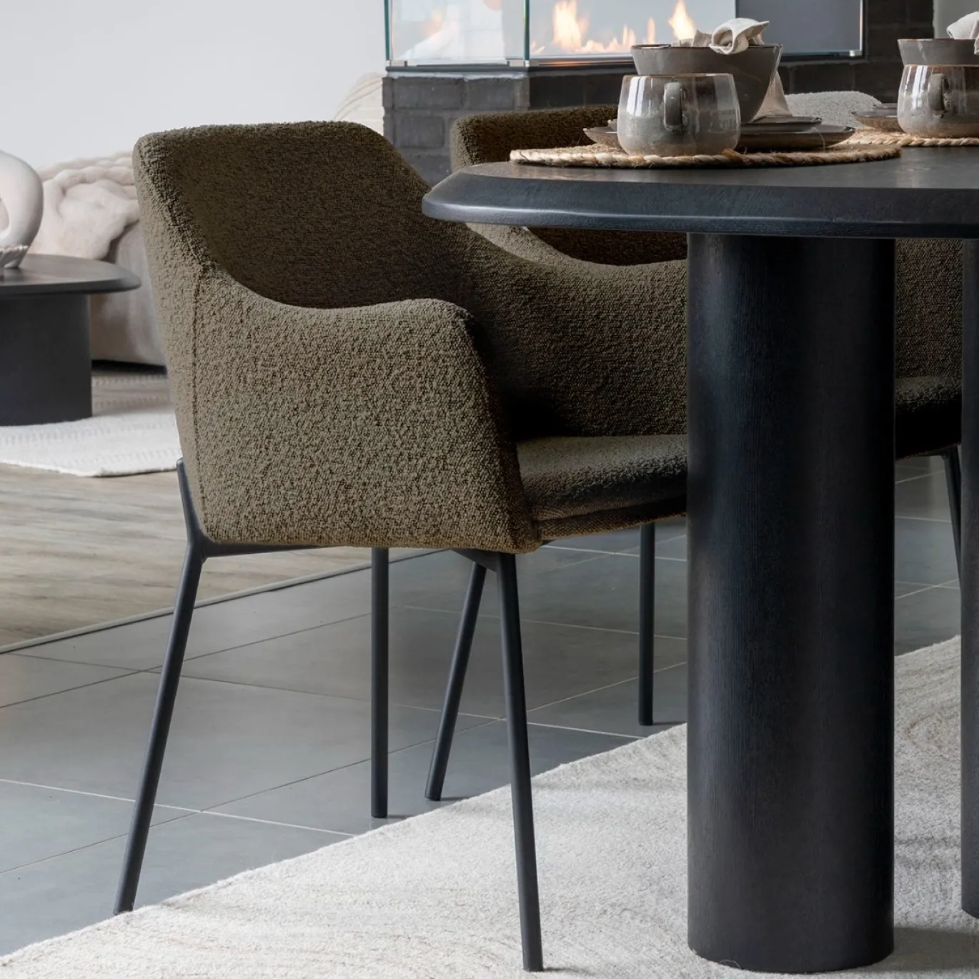 House Nordic Eetkamerstoel Melilla Bouclé Bruin