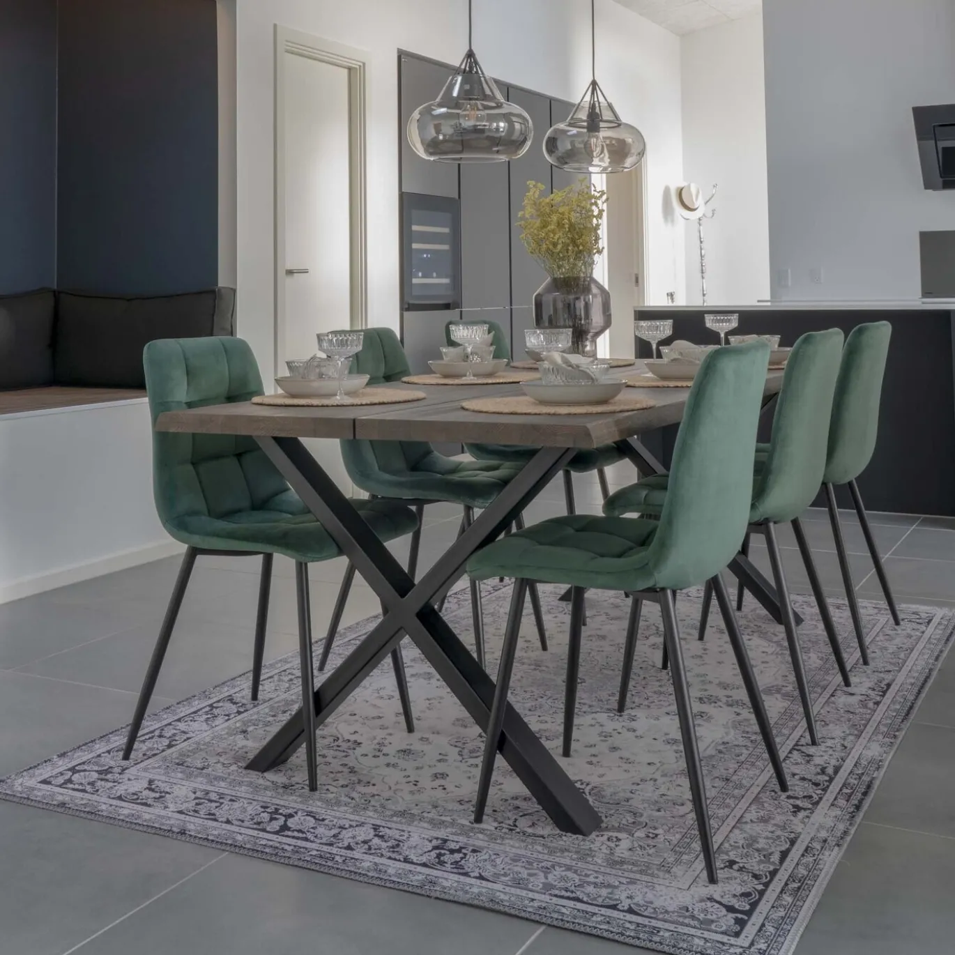 House Nordic Eetkamerstoel Middelfart Donkergroen