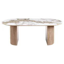 House Nordic Eettafel Athens Keramisch Wit/Bruin 210cm