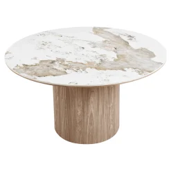 House Nordic Eettafel Athens Keramisch Wit/Bruin ø140cm