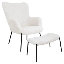 House Nordic Fauteuil Glasgow met Voetenbankje Wit