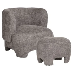 House Nordic Fauteuil Nazare met Poef Grijs
