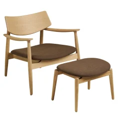 House Nordic Fauteuil Olvera met Voetenbankje Naturel/Bruin