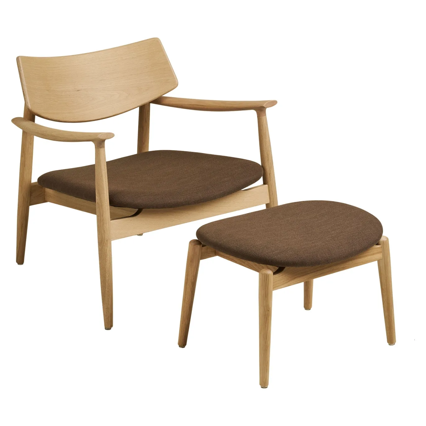 House Nordic Fauteuil Olvera met Voetenbankje Naturel/Bruin