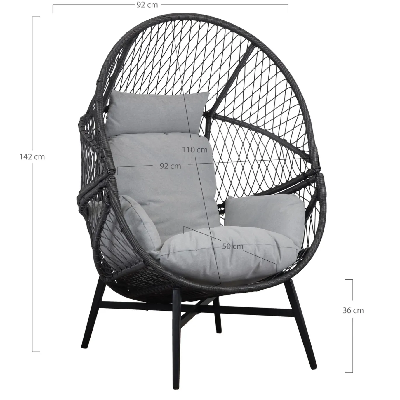House Nordic Fauteuil Rosario Rotan Zwart