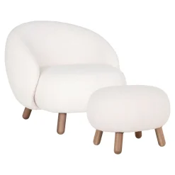 House Nordic Fauteuil Savona met Poef set Wit