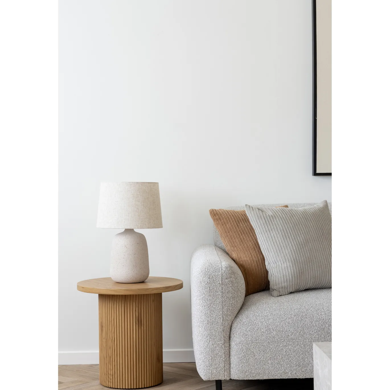 House Nordic Loungebank Salvador Rechts Bouclé Lichtgrijs