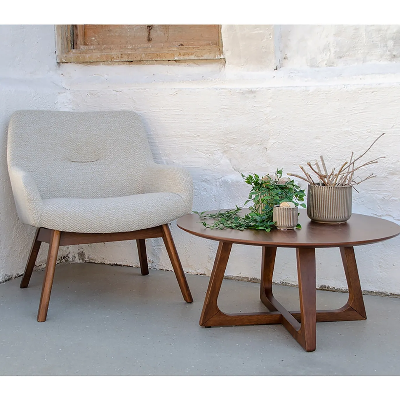 House Nordic Lounge Stoel London Zand/Walnoot