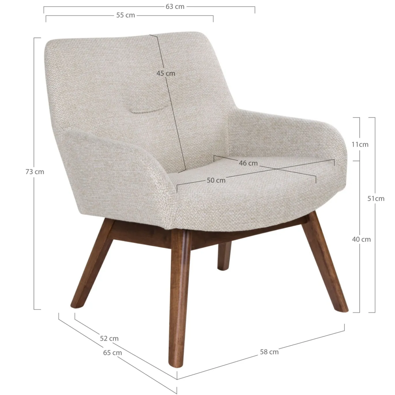 House Nordic Lounge Stoel London Zand/Walnoot