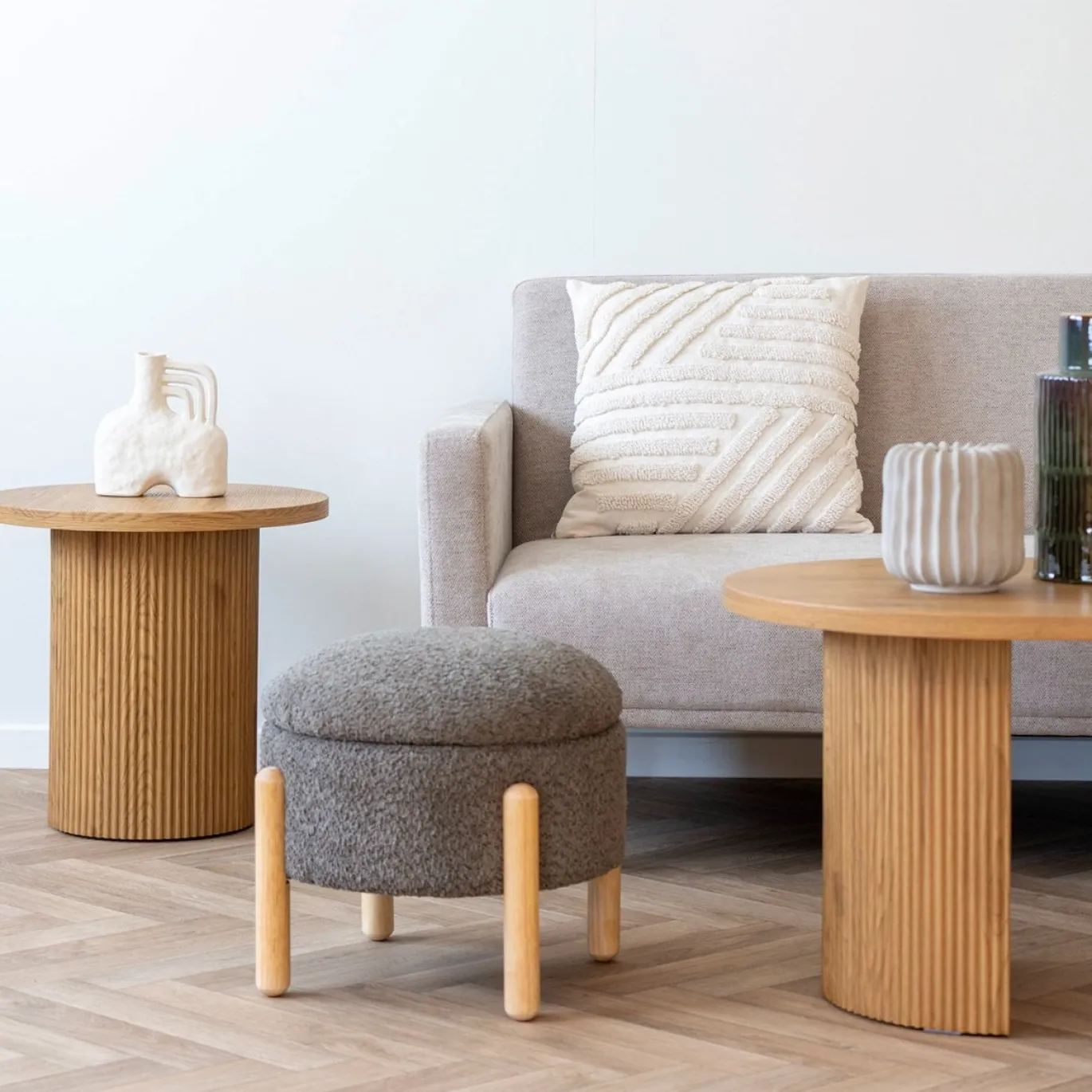 House Nordic Opbergpoef Medas Bruin