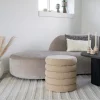 House Nordic Poef Brooklyn Bouclé met Opslag Beige Ø44x44cm