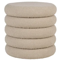 House Nordic Poef Brooklyn Bouclé met Opslag Beige Ø44x44cm