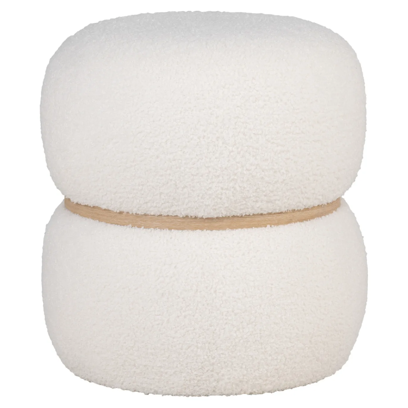 House Nordic Poef Milford Bouclé Wit Ø38x41cm