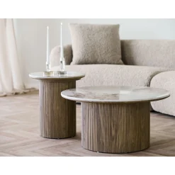 House Nordic Salontafel Athens Keramisch Wit/Bruin ø80cm