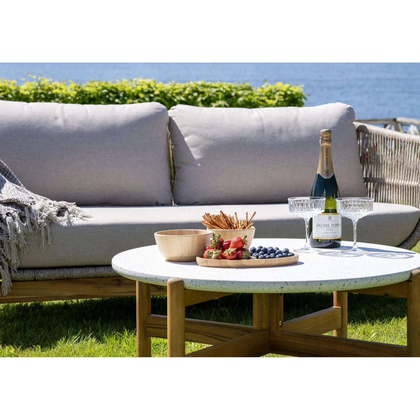House Nordic Salontafel Terracina Acacia Naturel/Wit Ø84,5cm