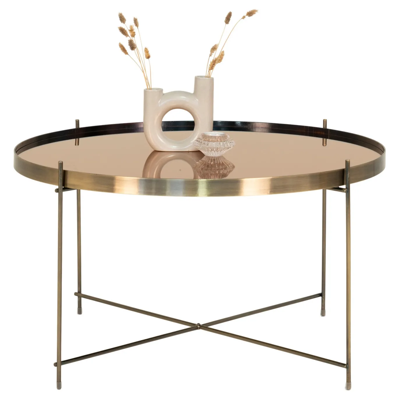 House Nordic Salontafel Venezia Messing Glas/Staal Ø70cm