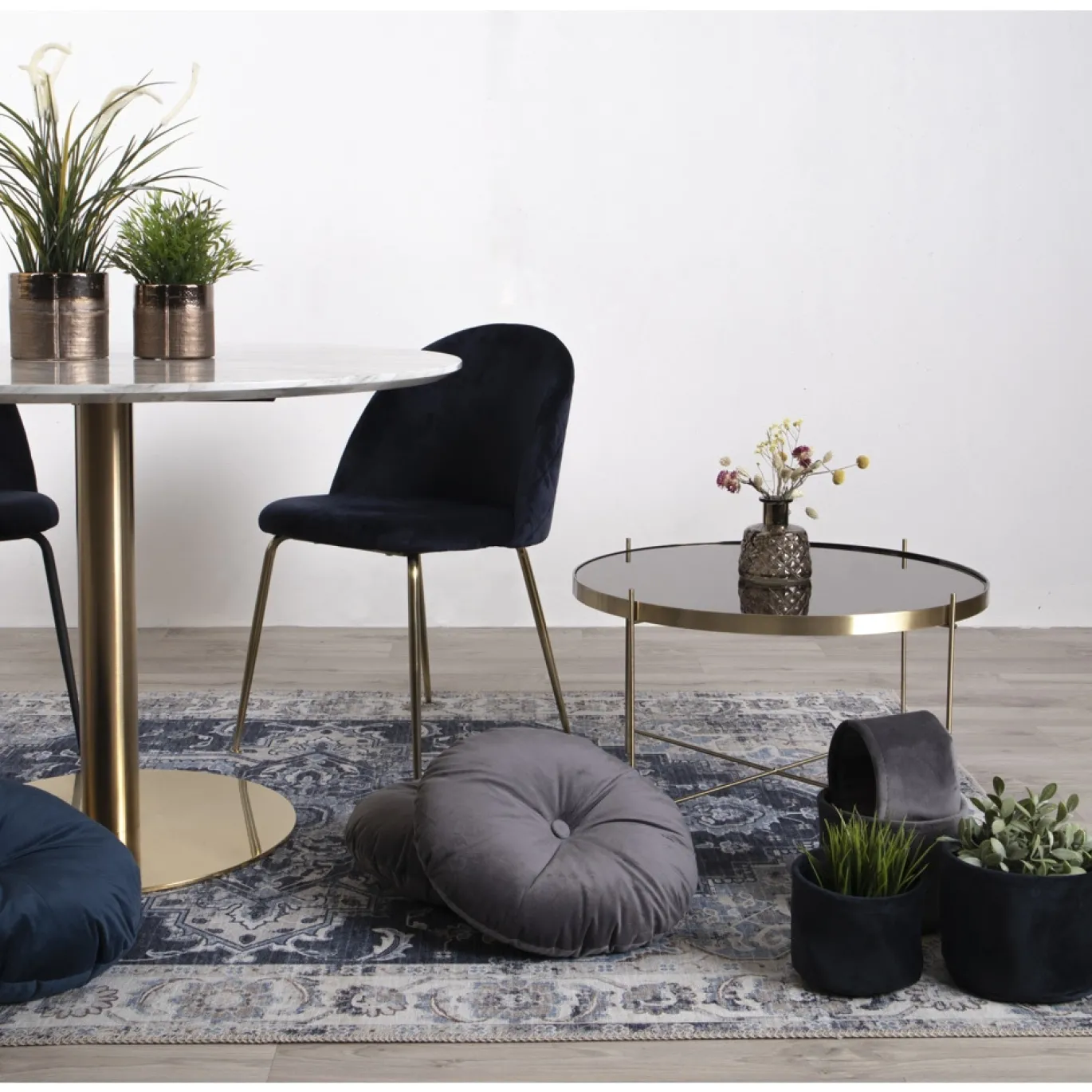 House Nordic Salontafel Venezia Messing Glas/Staal Ø70cm
