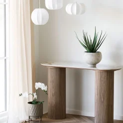 House Nordic Sidetable Athens Keramisch Wit/Bruin 120cm