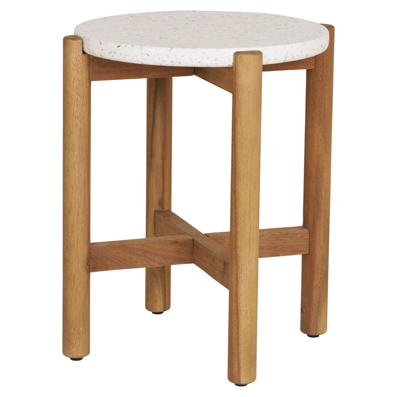 House Nordic Sidetable Terracina Acacia Naturel/Wit Ø37cm