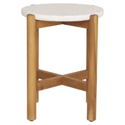 House Nordic Sidetable Terracina Acacia Naturel/Wit Ø37cm