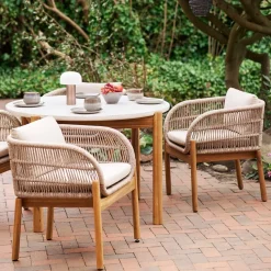 House Nordic Tuintafel Terracina Acacia Naturel/Wit Ø120cm
