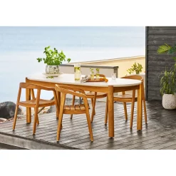 House Nordic Tuintafel Terracina Acacia Wit/Naturel 210cm