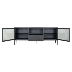 House Nordic Tv-Meubel Dalby Zwart Staal met Glas