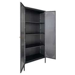House Nordic Vitrinekast Adelaide 80x180cm Staal Zwart