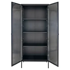 House Nordic Vitrinekast Adelaide 80x180cm Staal Zwart