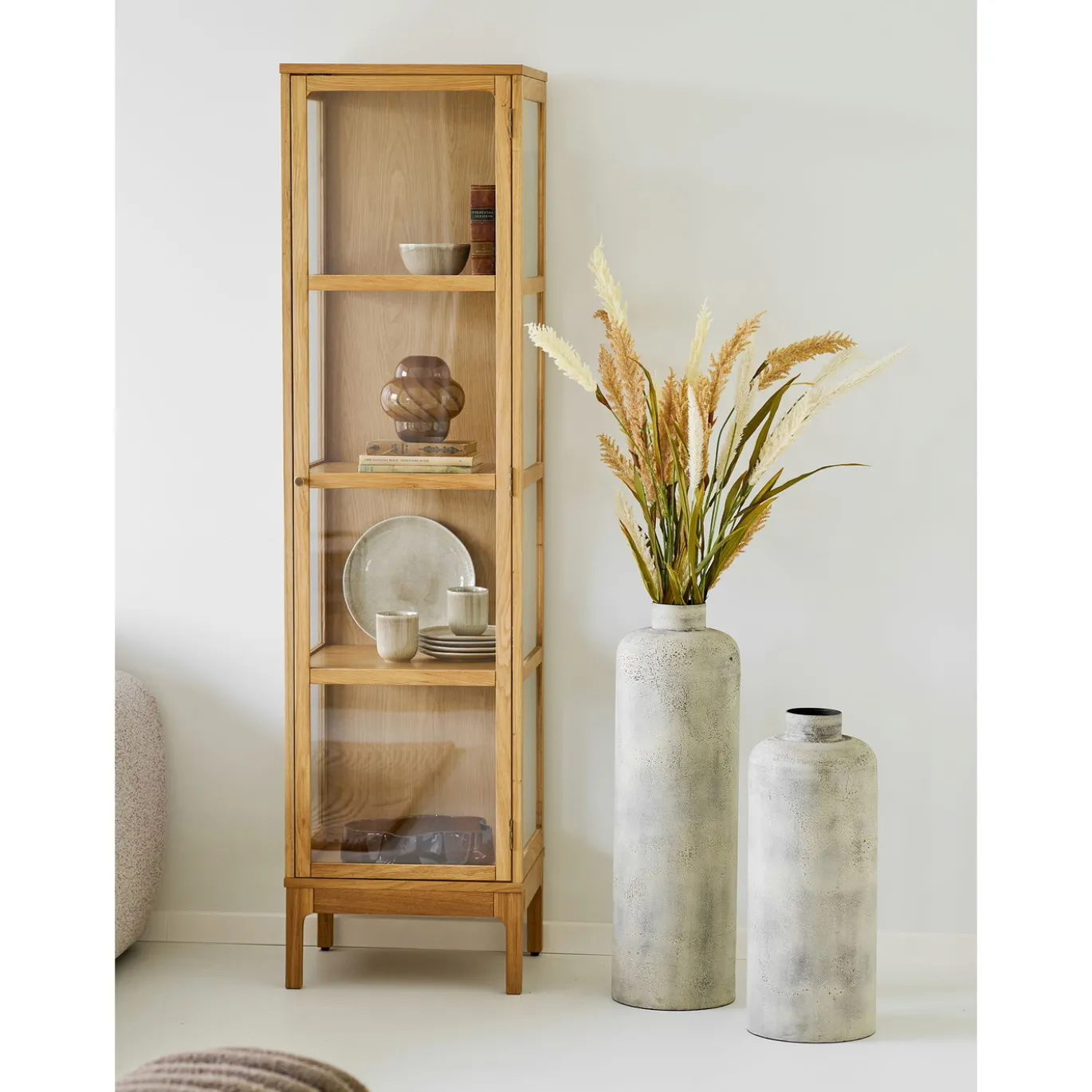 House Nordic Vitrinekast Zamora 1-Deurs Glas Naturel