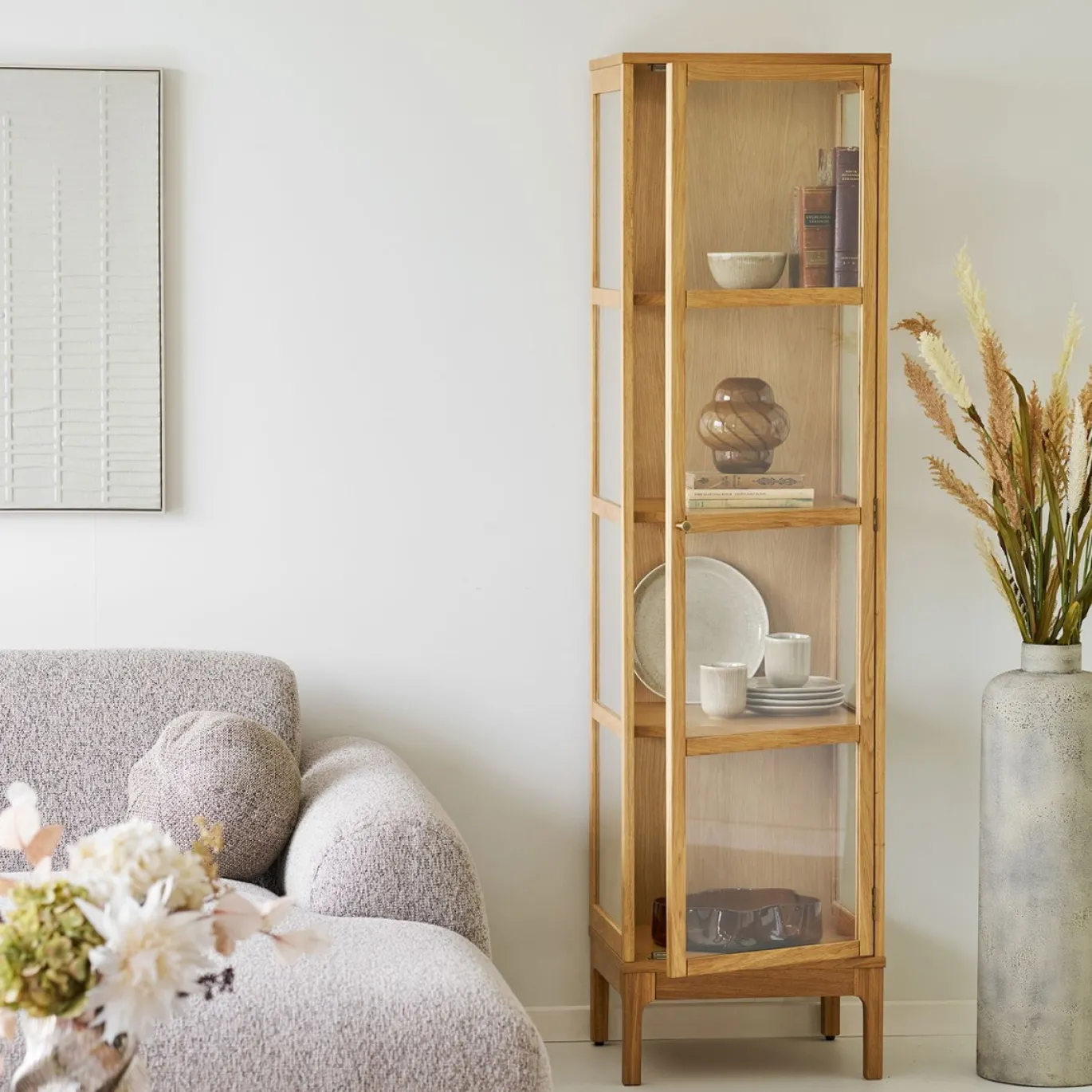 House Nordic Vitrinekast Zamora 1-Deurs Glas Naturel