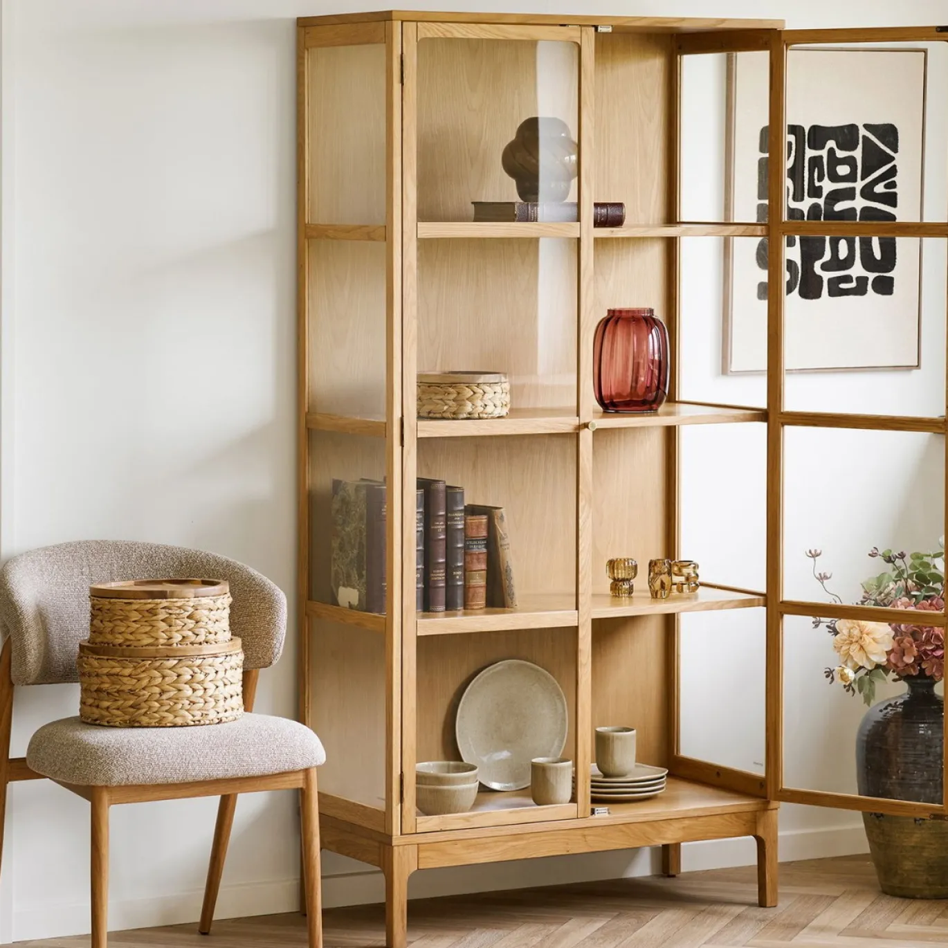 House Nordic Vitrinekast Zamora 2-Deurs Glas Naturel 180cm