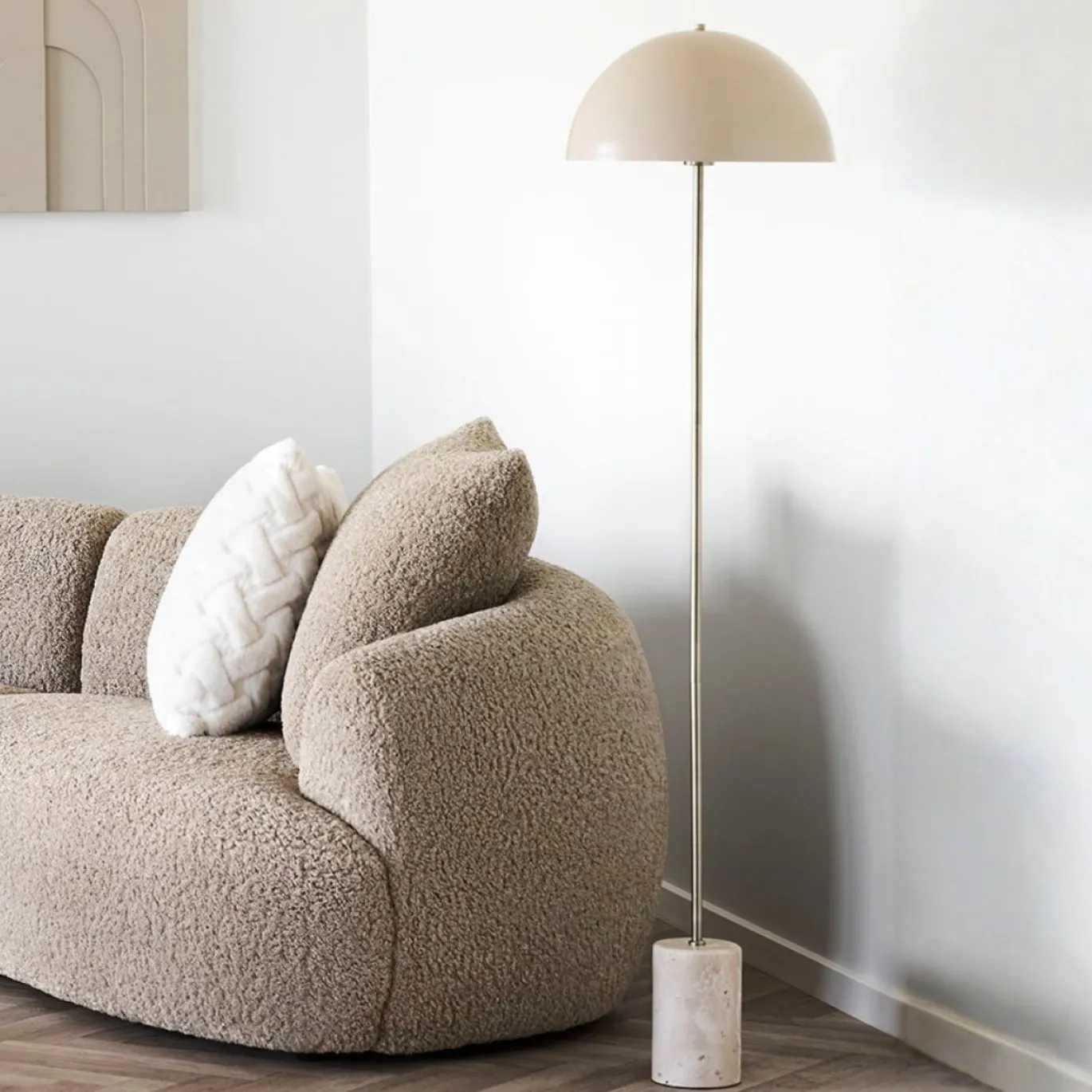 House Nordic Vloerlamp Sheffield Marmer/Metaal Beige