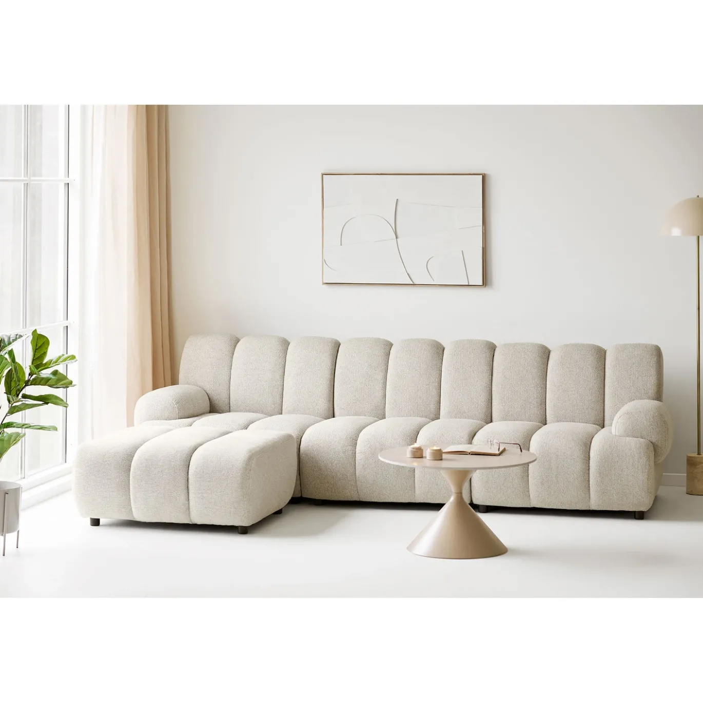 House Nordic Vloerlamp Sheffield Marmer/Metaal Beige