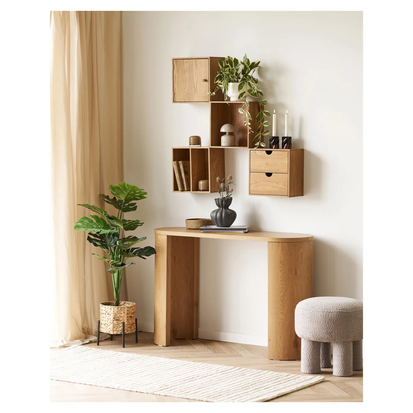 House Nordic Wandkastje Townsville Naturel Eiken 30x30cm