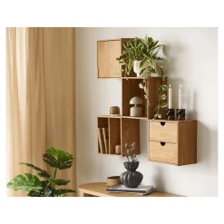 House Nordic Wandkastje Townsville Naturel Met Lades 30x30cm