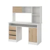 Kantoorbureau Function Plus Wit Jackson Hickory Met Bovenkast - Giga Living