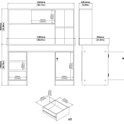 Kantoorbureau Function Plus Wit Jackson Hickory Met Bovenkast - Giga Living