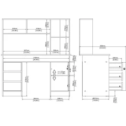 Kantoorbureau Function Plus Wit Jackson Hickory Met Bovenkast - Giga Living