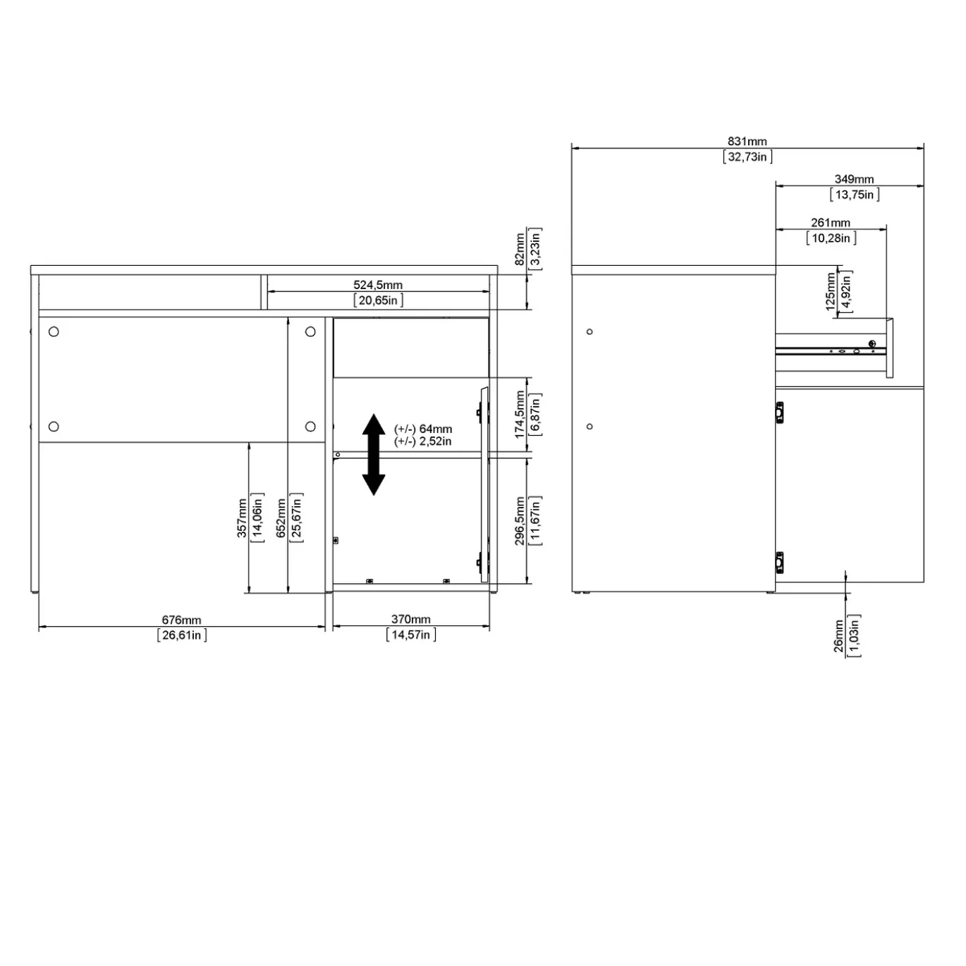 Kantoorbureau Function Plus Mat Zwart - Giga Living