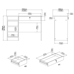 Kantoorbureau Function Plus Wit Met Lade - Giga Living